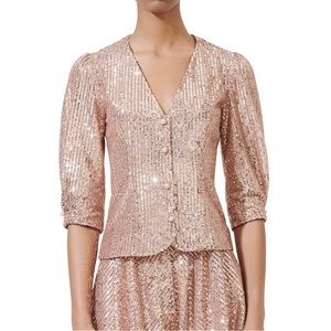 LIPAILLETTE SEQUIN TOP IN METAL PINK
